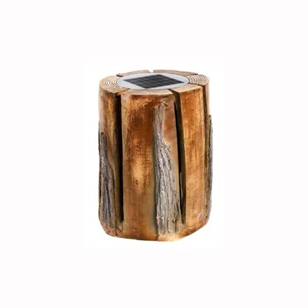 Modern Art Deco Solar Waterproof Resin Fiberglass Cylinder Tree Stump Wood Grain LED Landscape Lighting Outdoor Light For Garden - Image 22