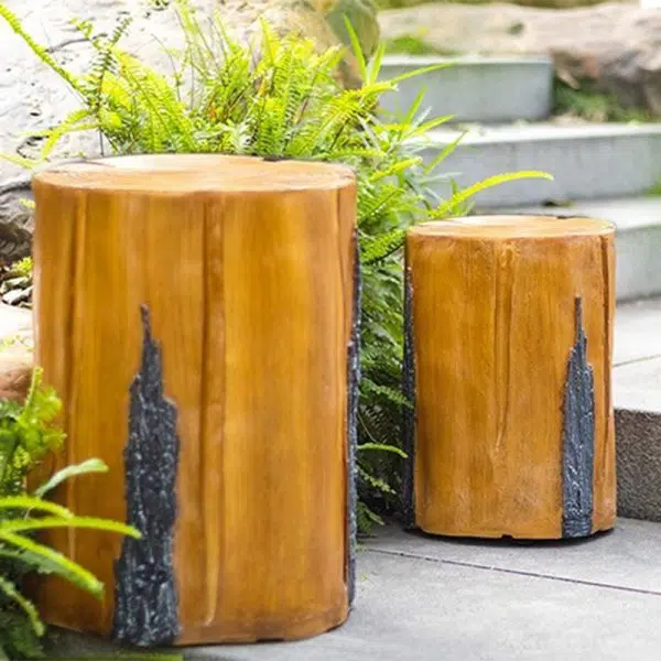 Modern Art Deco Solar Waterproof Resin Fiberglass Cylinder Tree Stump Wood Grain LED Landscape Lighting Outdoor Light For Garden - Image 17
