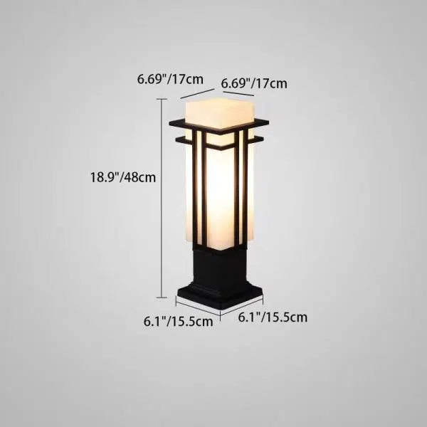 Traditional Chinese Waterproof Iron Glass Column Square 1-Light Landscape Lighting Outdoor Light For Garden - Image 6