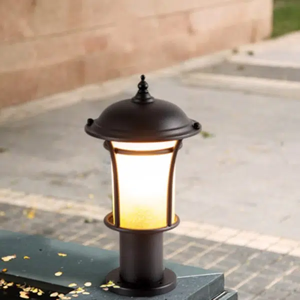 Traditional Chinese Waterproof Iron Glass Column Square 1-Light Landscape Lighting Outdoor Light For Garden - Image 13