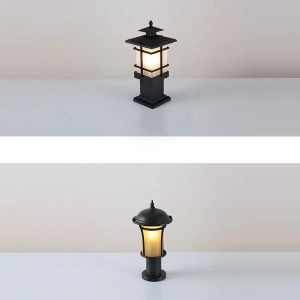 Traditional Chinese Waterproof Iron Glass Column Square 1-Light Landscape Lighting Outdoor Light For Garden - Image 21