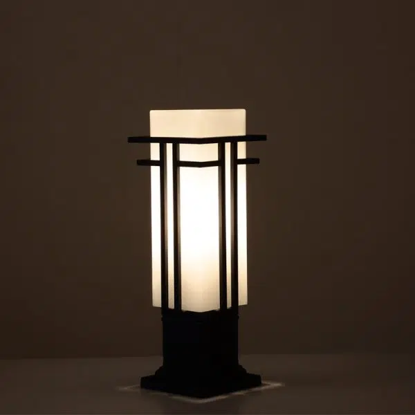 Traditional Chinese Waterproof Iron Glass Column Square 1-Light Landscape Lighting Outdoor Light For Garden - Image 17