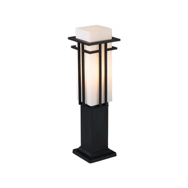 Traditional Chinese Waterproof Iron Glass Column Square 1-Light Landscape Lighting Outdoor Light For Garden - Image 24