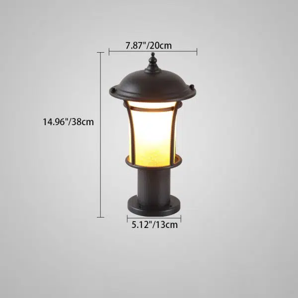 Traditional Chinese Waterproof Iron Glass Column Square 1-Light Landscape Lighting Outdoor Light For Garden - Image 8