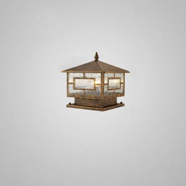 Traditional Chinese Waterproof Iron Glass Column Square 1-Light Landscape Lighting Outdoor Light For Garden - Image 18