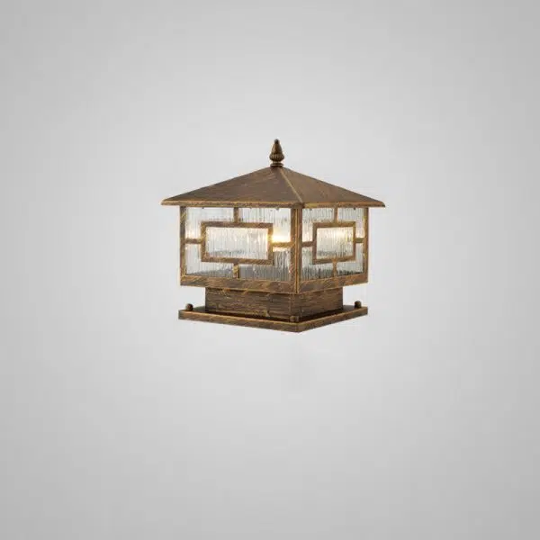 Traditional Chinese Waterproof Iron Glass Column Square 1-Light Landscape Lighting Outdoor Light For Garden - Image 19