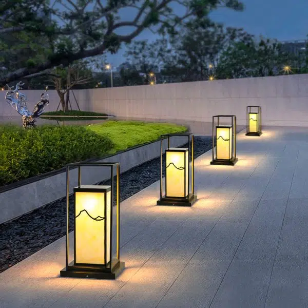 Traditional Chinese Solar Waterproof Stainless Steel Acrylic Cylinder Imitation Marble LED Landscape Lighting Outdoor Light For Garden - Image 4