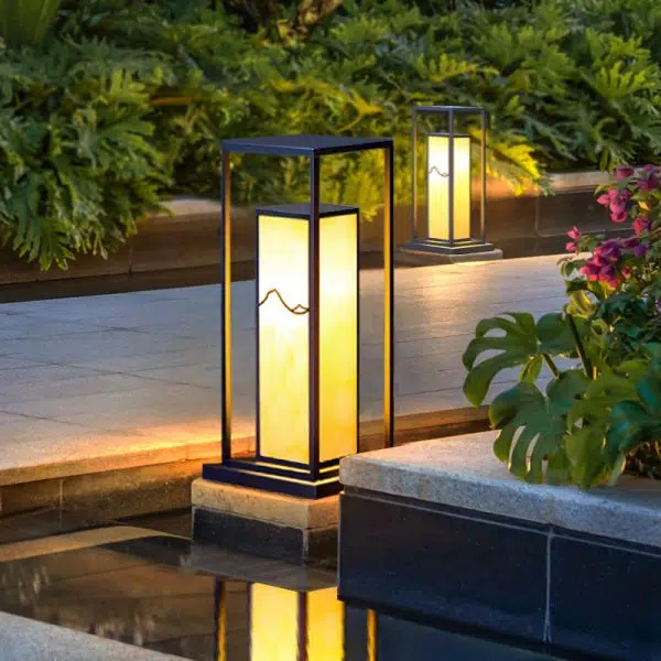 Traditional Chinese Solar Waterproof Stainless Steel Acrylic Cylinder Imitation Marble LED Landscape Lighting Outdoor Light For Garden - Image 2