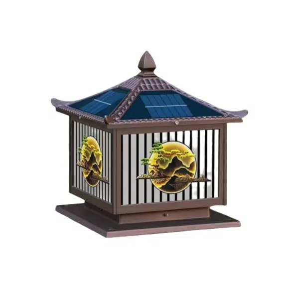 Traditional Chinese Solar Waterproof Aluminum PC Glass Pine Tree Square Cylinder LED Landscape Lighting Outdoor Light For Outdoor Patio - Image 20