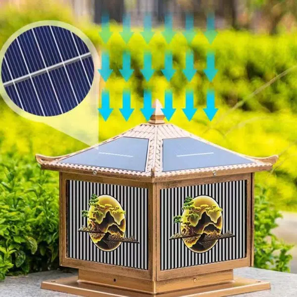 Traditional Chinese Solar Waterproof Aluminum PC Glass Pine Tree Square Cylinder LED Landscape Lighting Outdoor Light For Outdoor Patio - Image 16