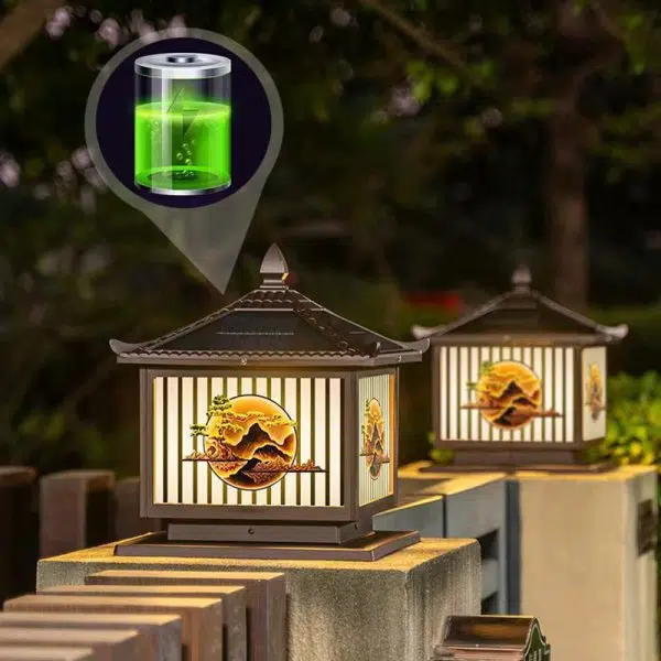 Traditional Chinese Solar Waterproof Aluminum PC Glass Pine Tree Square Cylinder LED Landscape Lighting Outdoor Light For Outdoor Patio - Image 15