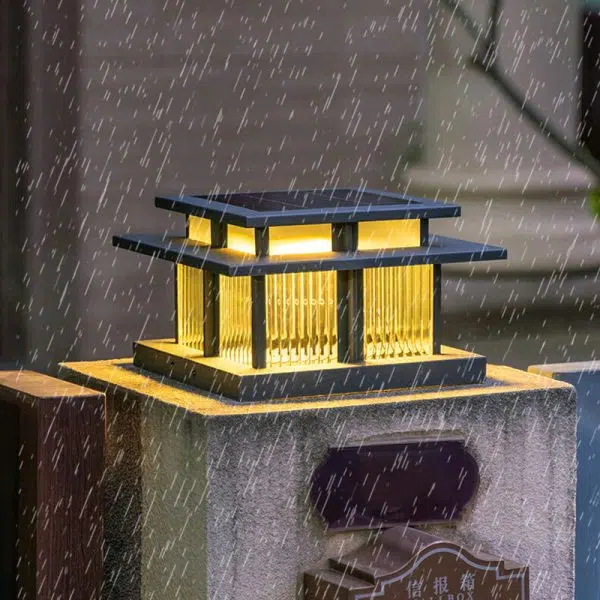 Modern Minimalist Solar Waterproof Square Cylinder Aluminum Alloy Glass LED Landscape Lighting Outdoor Light For Outdoor Patio - Image 5