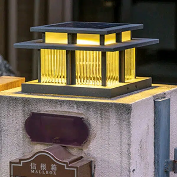 Modern Minimalist Solar Waterproof Square Cylinder Aluminum Alloy Glass LED Landscape Lighting Outdoor Light For Outdoor Patio - Image 6