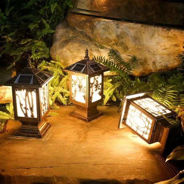 Traditional European Solar Waterproof Aluminum Cylinder Bamboo 1-Light Landscape Lighting Outdoor Light For Garden - Image 7