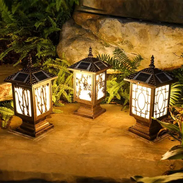 Traditional European Solar Waterproof Aluminum Cylinder Bamboo 1-Light Landscape Lighting Outdoor Light For Garden - Image 3