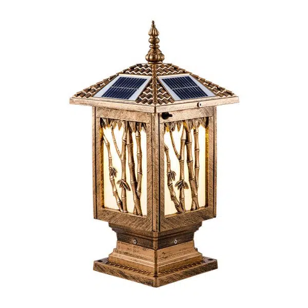 Traditional European Solar Waterproof Aluminum Cylinder Bamboo 1-Light Landscape Lighting Outdoor Light For Garden - Image 9