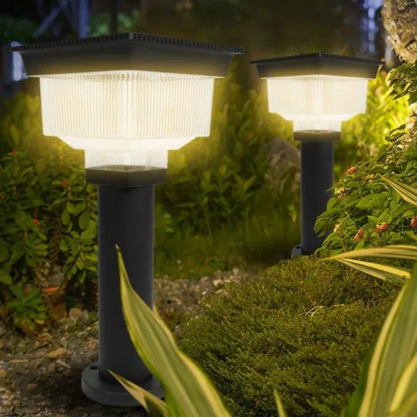Modern Simplicity Solar Waterproof Aluminum PC Square Cylinder Pinstripe LED Landscape Lighting Outdoor Light For Garden - Image 3