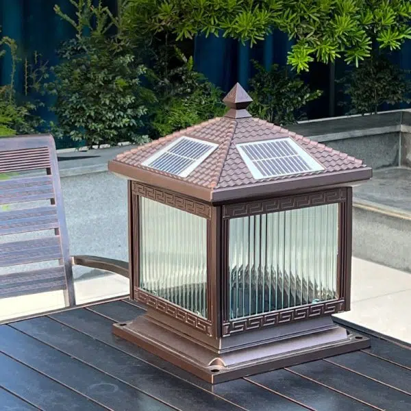 Traditional Chinese Solar Waterproof Aluminum Acrylic Glass Cylinder Lantern LED Landscape Lighting Outdoor Light For Garden - Image 2