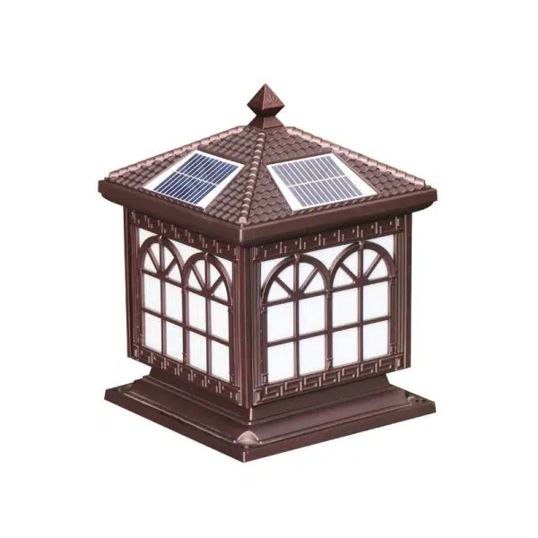 Traditional Chinese Solar Waterproof Aluminum Acrylic Glass Cylinder Lantern LED Landscape Lighting Outdoor Light For Garden - Image 14