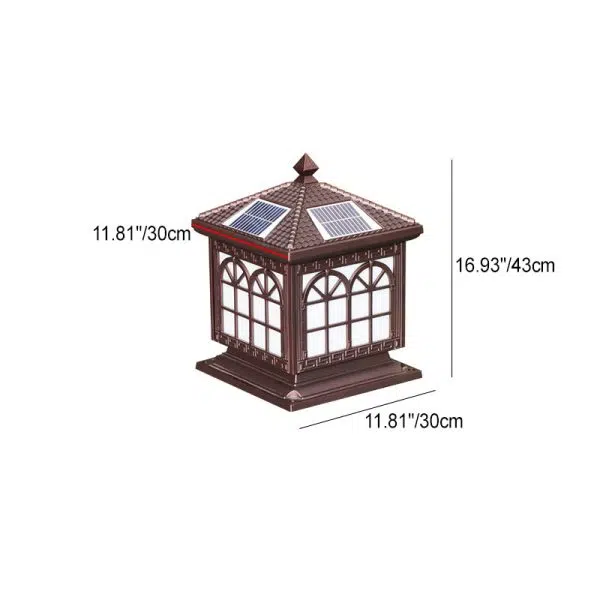 Traditional Chinese Solar Waterproof Aluminum Acrylic Glass Cylinder Lantern LED Landscape Lighting Outdoor Light For Garden - Image 6