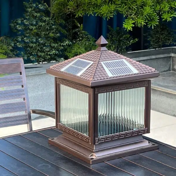 Traditional Chinese Solar Waterproof Aluminum Acrylic Glass Cylinder Lantern LED Landscape Lighting Outdoor Light For Garden - Image 11