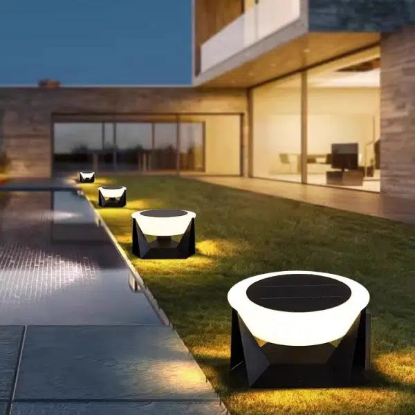 Modern Simplicity Solar Waterproof Stainless Steel PC Round LED Landscape Lighting Outdoor Light For Outdoor Patio - Image 16