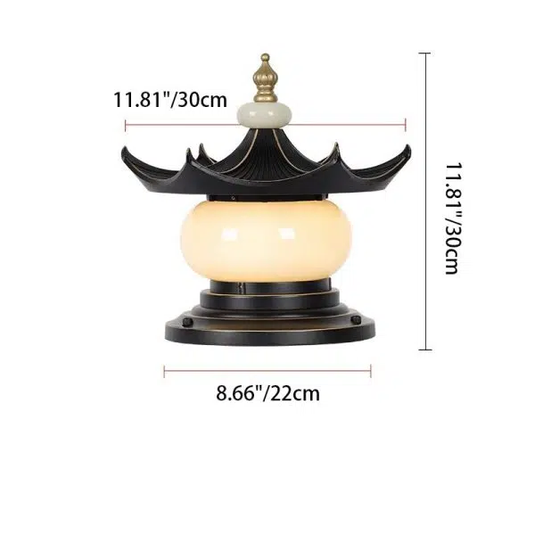 Traditional Chinese Waterproof Aluminum Imitation Marble Pointed Lantern 1-Light Landscape Lighting Outdoor Light For Garden - Image 7