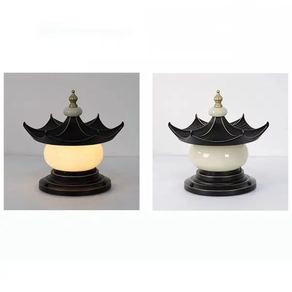 Traditional Chinese Waterproof Aluminum Imitation Marble Pointed Lantern 1-Light Landscape Lighting Outdoor Light For Garden - Image 14