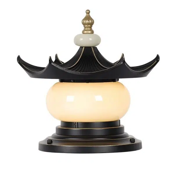 Traditional Chinese Waterproof Aluminum Imitation Marble Pointed Lantern 1-Light Landscape Lighting Outdoor Light For Garden - Image 18