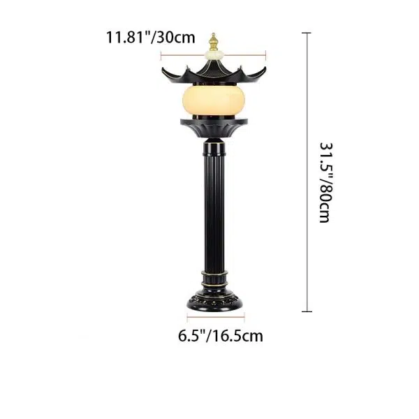 Traditional Chinese Waterproof Aluminum Imitation Marble Pointed Lantern 1-Light Landscape Lighting Outdoor Light For Garden - Image 8