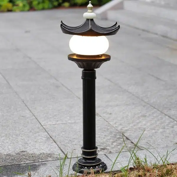 Traditional Chinese Waterproof Aluminum Imitation Marble Pointed Lantern 1-Light Landscape Lighting Outdoor Light For Garden - Image 2