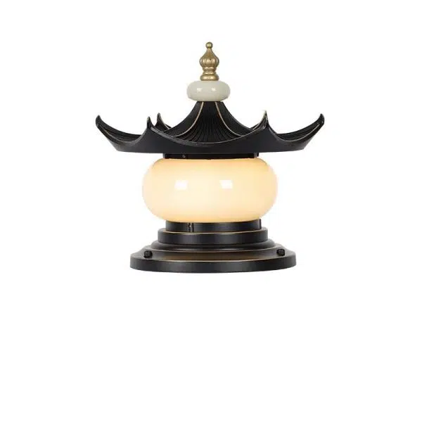 Traditional Chinese Waterproof Aluminum Imitation Marble Pointed Lantern 1-Light Landscape Lighting Outdoor Light For Garden - Image 17