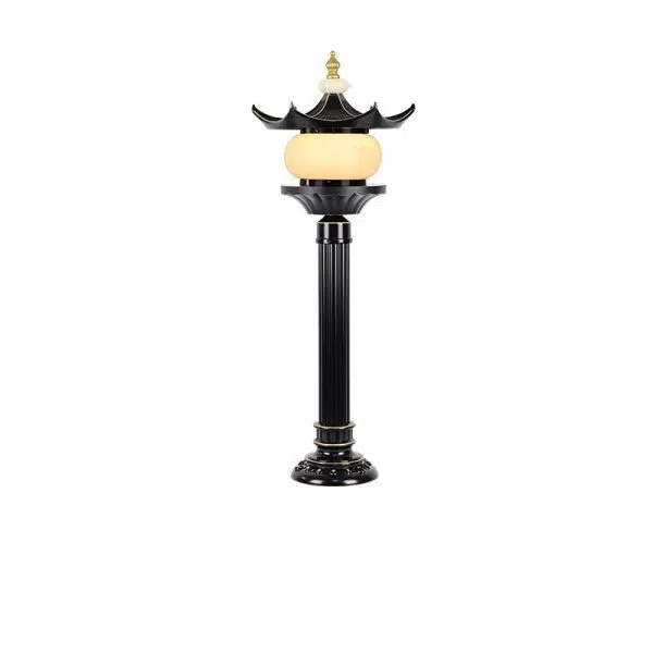 Traditional Chinese Waterproof Aluminum Imitation Marble Pointed Lantern 1-Light Landscape Lighting Outdoor Light For Garden - Image 15