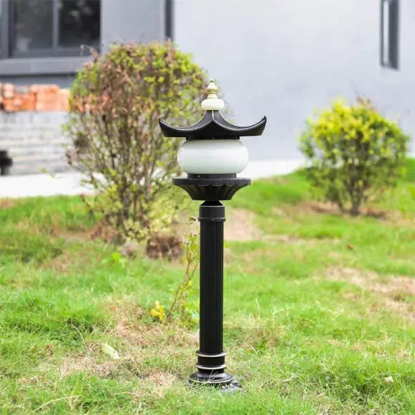 Traditional Chinese Waterproof Aluminum Imitation Marble Pointed Lantern 1-Light Landscape Lighting Outdoor Light For Garden - Image 12