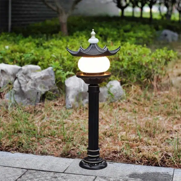Traditional Chinese Waterproof Aluminum Imitation Marble Pointed Lantern 1-Light Landscape Lighting Outdoor Light For Garden - Image 3