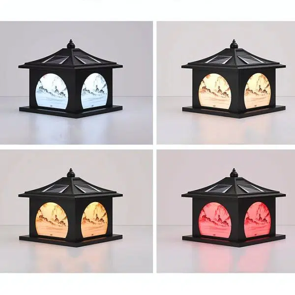 Traditional Chinese Solar Waterproof Iron ABS PC Pointed Square Landscape LED Landscape Lighting Outdoor Light For Garden - Image 9