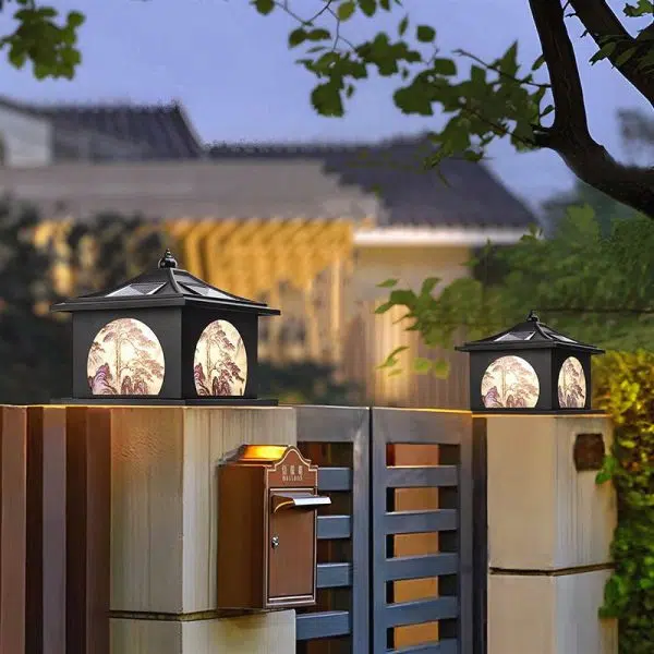 Traditional Chinese Solar Waterproof Iron ABS PC Pointed Square Landscape LED Landscape Lighting Outdoor Light For Garden - Image 4