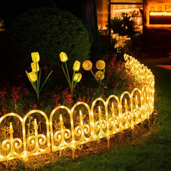Contemporary Creative Solar Waterproof PVC Fence 8-Piece Splicable Lawn Decoration LED Outdoor Light Landscape Lighting For Garden - Image 8