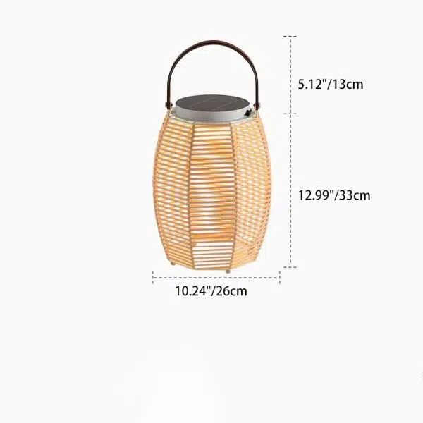 Traditional Farmhouse Solar Rechargeable Waterproof Weaving Imitation Rattan Iron Handheld Lantern Column LED Outdoor Light Landscape Lighting For Garden - Image 9