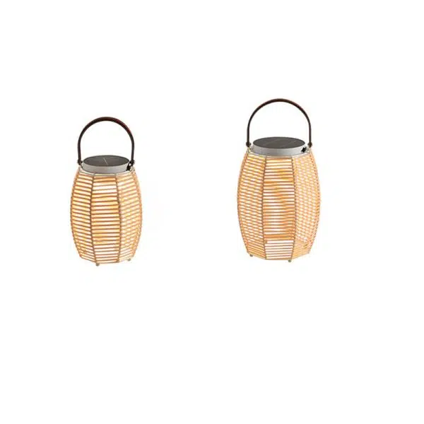 Traditional Farmhouse Solar Rechargeable Waterproof Weaving Imitation Rattan Iron Handheld Lantern Column LED Outdoor Light Landscape Lighting For Garden - Image 22