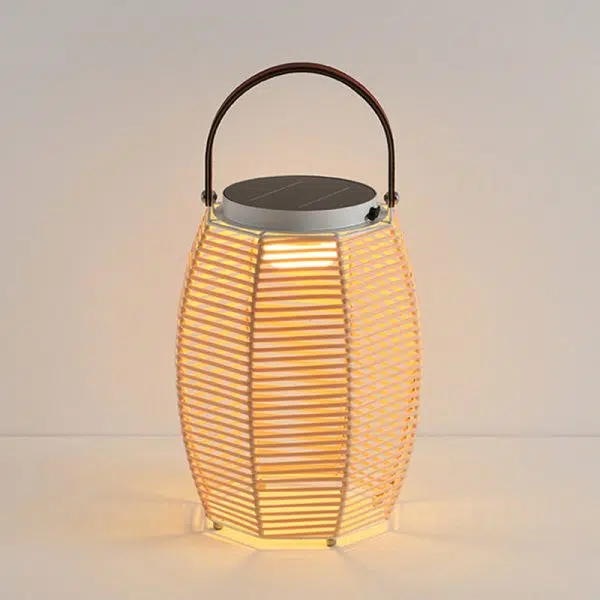 Traditional Farmhouse Solar Rechargeable Waterproof Weaving Imitation Rattan Iron Handheld Lantern Column LED Outdoor Light Landscape Lighting For Garden - Image 20