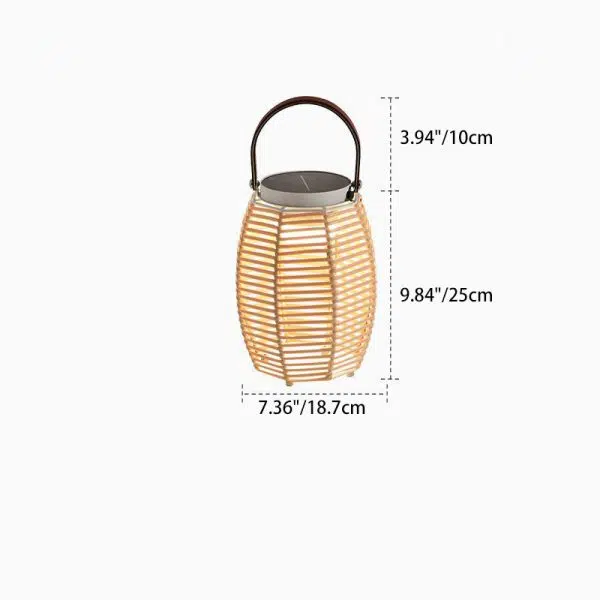 Traditional Farmhouse Solar Rechargeable Waterproof Weaving Imitation Rattan Iron Handheld Lantern Column LED Outdoor Light Landscape Lighting For Garden - Image 8