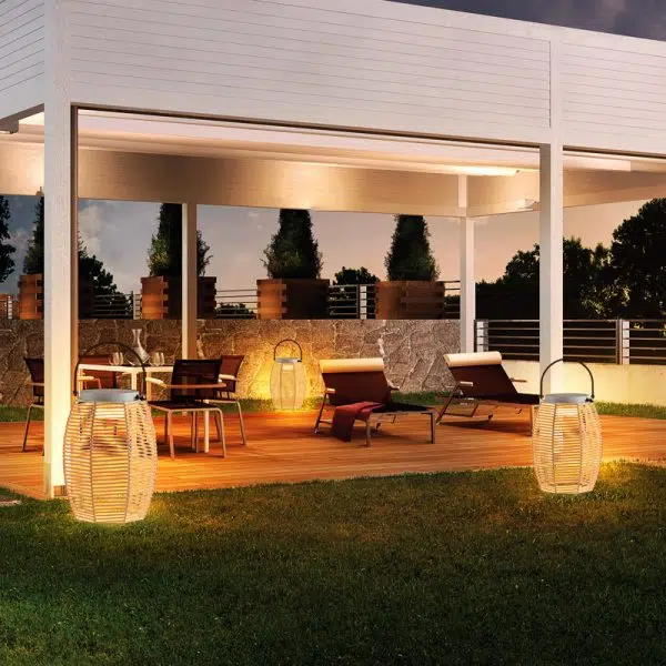 Traditional Farmhouse Solar Rechargeable Waterproof Weaving Imitation Rattan Iron Handheld Lantern Column LED Outdoor Light Landscape Lighting For Garden - Image 5