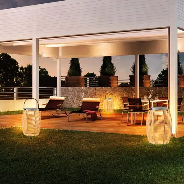 Traditional Farmhouse Solar Rechargeable Waterproof Weaving Imitation Rattan Iron Handheld Lantern Column LED Outdoor Light Landscape Lighting For Garden - Image 14