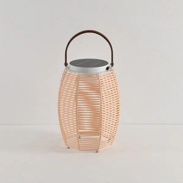 Traditional Farmhouse Solar Rechargeable Waterproof Weaving Imitation Rattan Iron Handheld Lantern Column LED Outdoor Light Landscape Lighting For Garden - Image 17