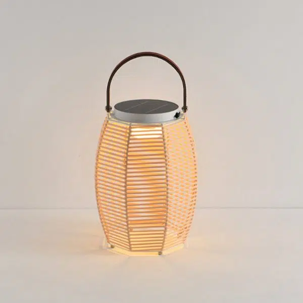 Traditional Farmhouse Solar Rechargeable Waterproof Weaving Imitation Rattan Iron Handheld Lantern Column LED Outdoor Light Landscape Lighting For Garden - Image 19