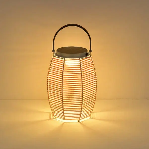 Traditional Farmhouse Solar Rechargeable Waterproof Weaving Imitation Rattan Iron Handheld Lantern Column LED Outdoor Light Landscape Lighting For Garden - Image 16