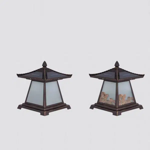 Traditional Chinese Solar Waterproof Glass Aluminum Alloy Palace Wave LED Outdoor Light Landscape Lighting For Garden - Image 26