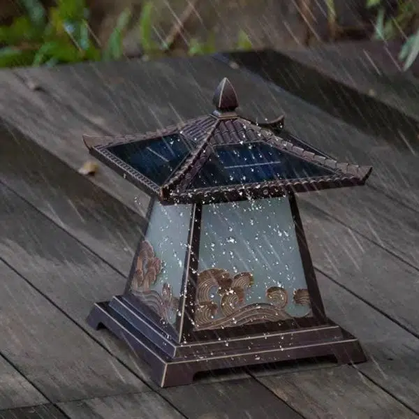 Traditional Chinese Solar Waterproof Glass Aluminum Alloy Palace Wave LED Outdoor Light Landscape Lighting For Garden - Image 22