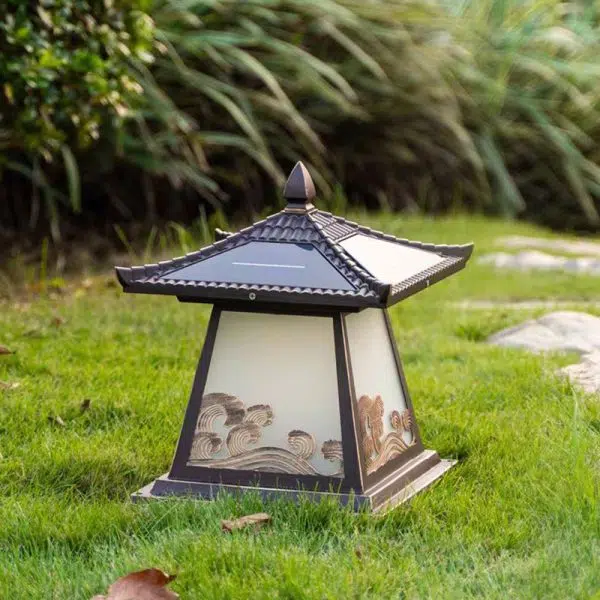 Traditional Chinese Solar Waterproof Glass Aluminum Alloy Palace Wave LED Outdoor Light Landscape Lighting For Garden - Image 21